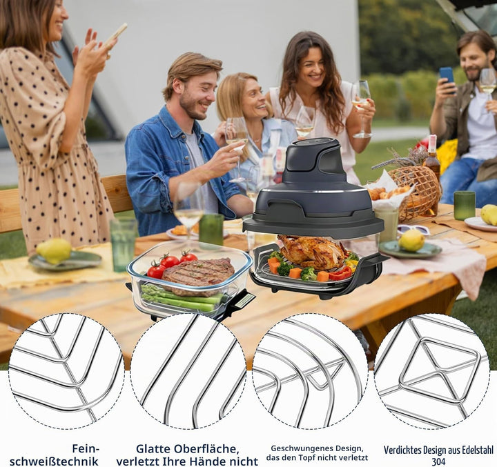 2 Stück Grillrost Edelstahl Kompatibel mit Ninja Crispi AirFryer Ersatzgitterrost für Ninja Crispi G