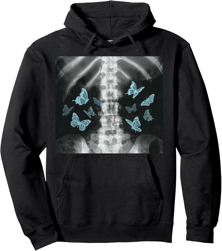 Xray Skelett Blue Butterfly Egirl y2k Harajuku Dark Grunge Pullover Hoodie
