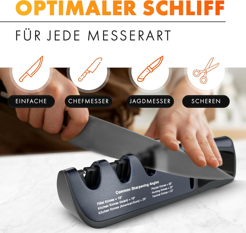 AUSTEIN® QuickSharp Messerschärfer 4 in 1, Messerschleifer, Messer schärfen und schleifen wie die Pr