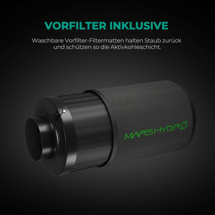 MARS HYDRO Aktivkohlefilter 150mm, Kohlefilter Geruchskontroll mit Australischer Aktivkohle, Austaus