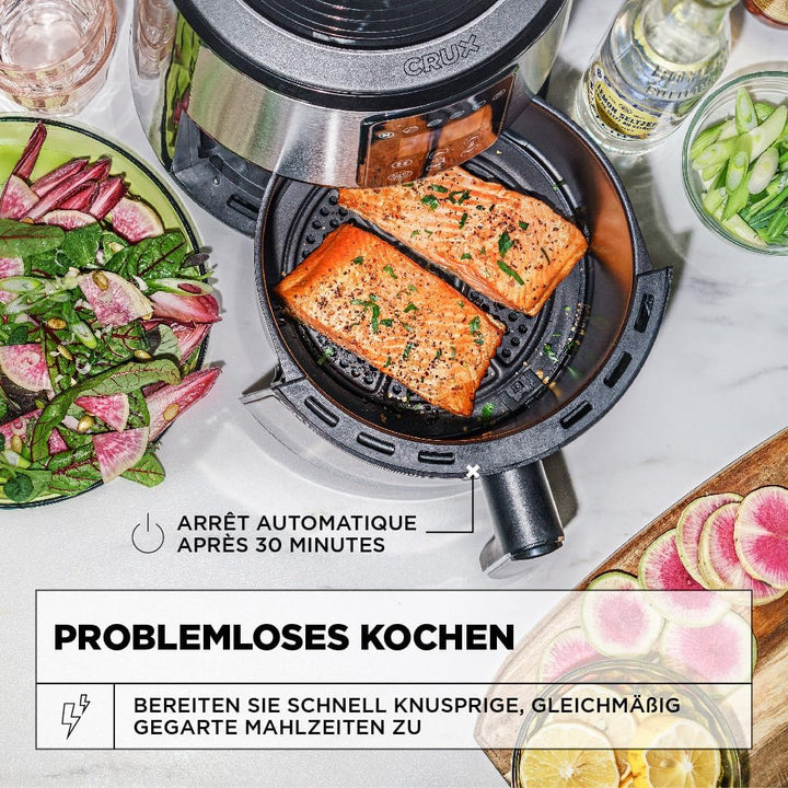 Crux 3 l digitale Heissluftfritteuse, schnelleres Vorheizen, ölfreies Frittieren, spülmaschinenfeste