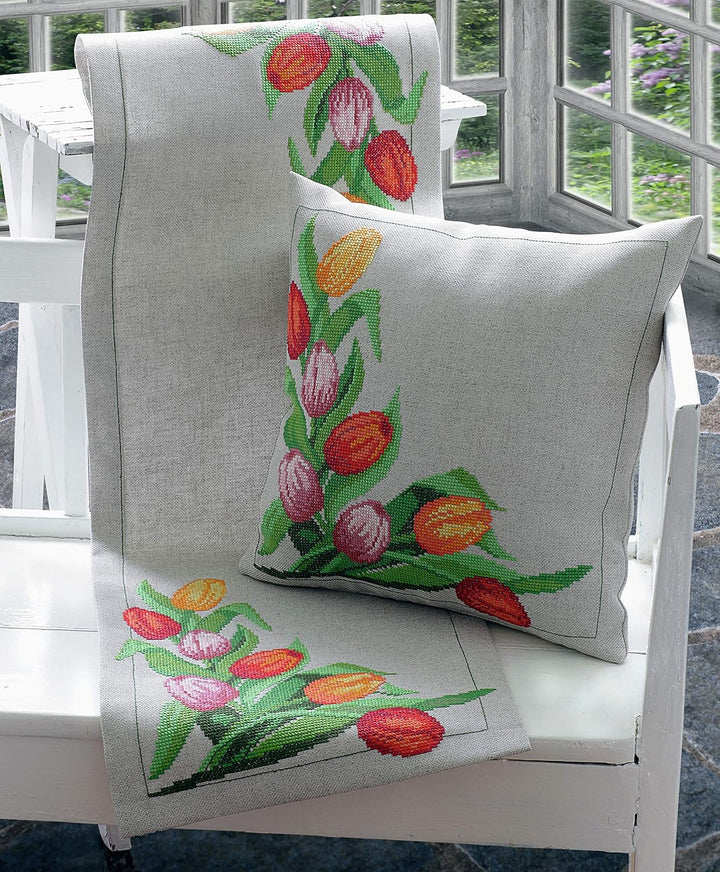 Anchor Stichset Kreuzstich-Set, 100% Baumwolle, Mehrfarbig, 140x240cm Poppy, Daisy and Bluebell, Pop