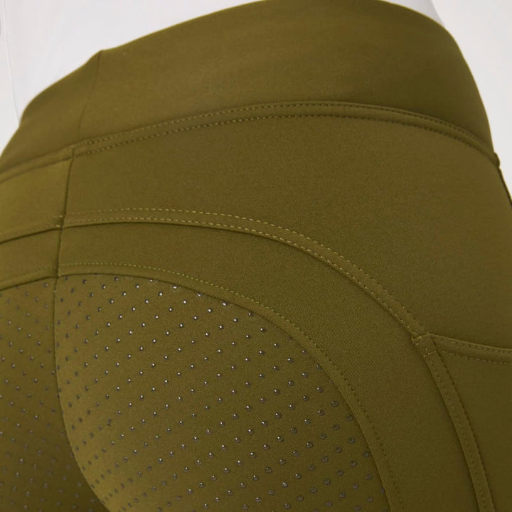 HORZE Damen Thermoreitleggings Active mit Handytasche, Winterreithose, Thermo Reithose Damen 34 Oliv