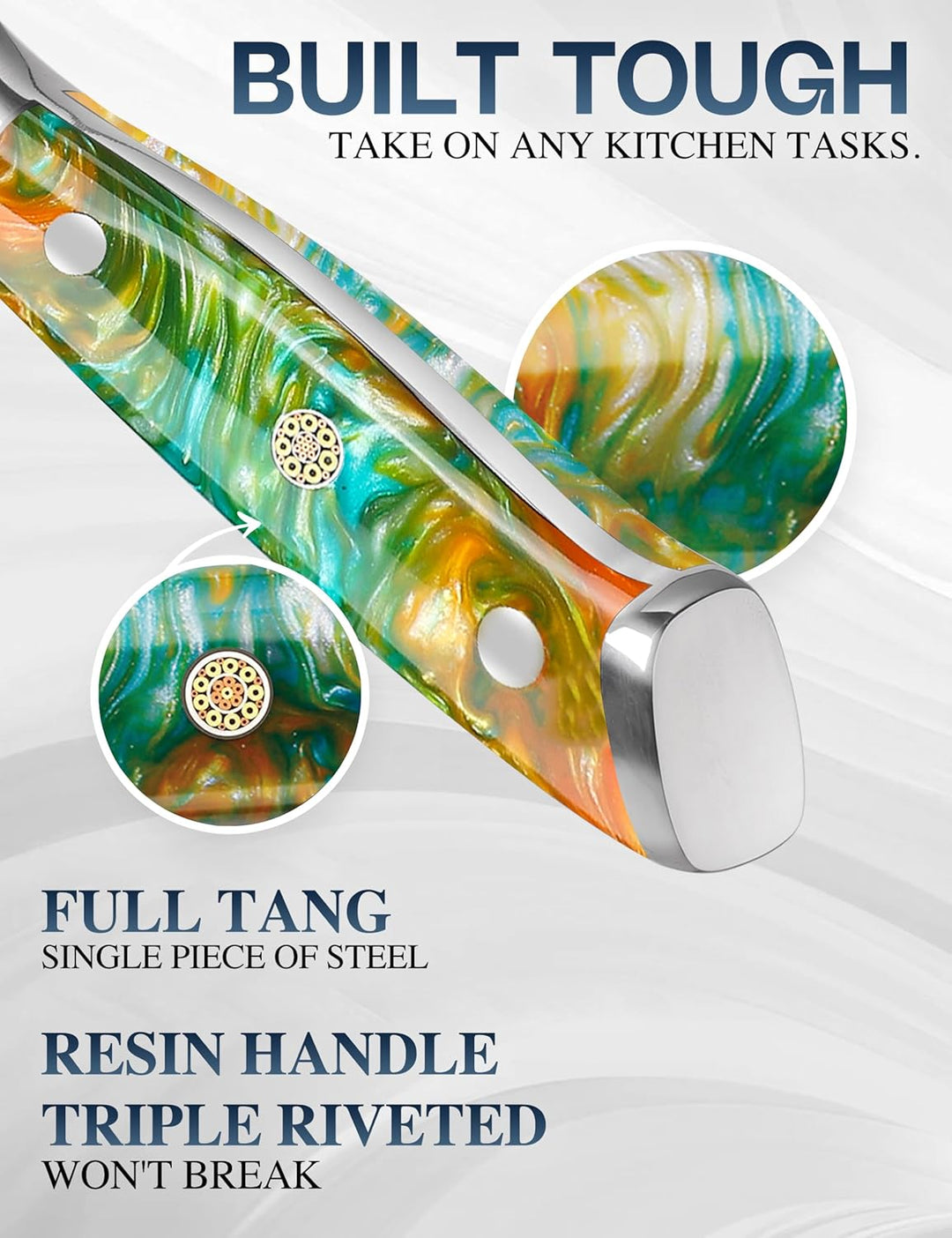 WILDMOK Steakmesser, 12,7 cm, nicht gezackte Steakmesser Set von 4, japanische Damaskus VG10 Stahl S