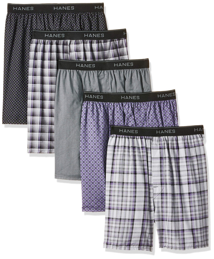 Hanes Herren-Boxershorts mit komfortablem Flex-Bund, 5 Stück L Verschiedene Drucke, 5 Stück, L Versc