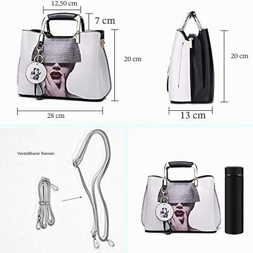 Nevenka Geldbörsen und Handtaschen für Frauen Top Griff Satchel Schultertaschen Damen Leder Tote 4,