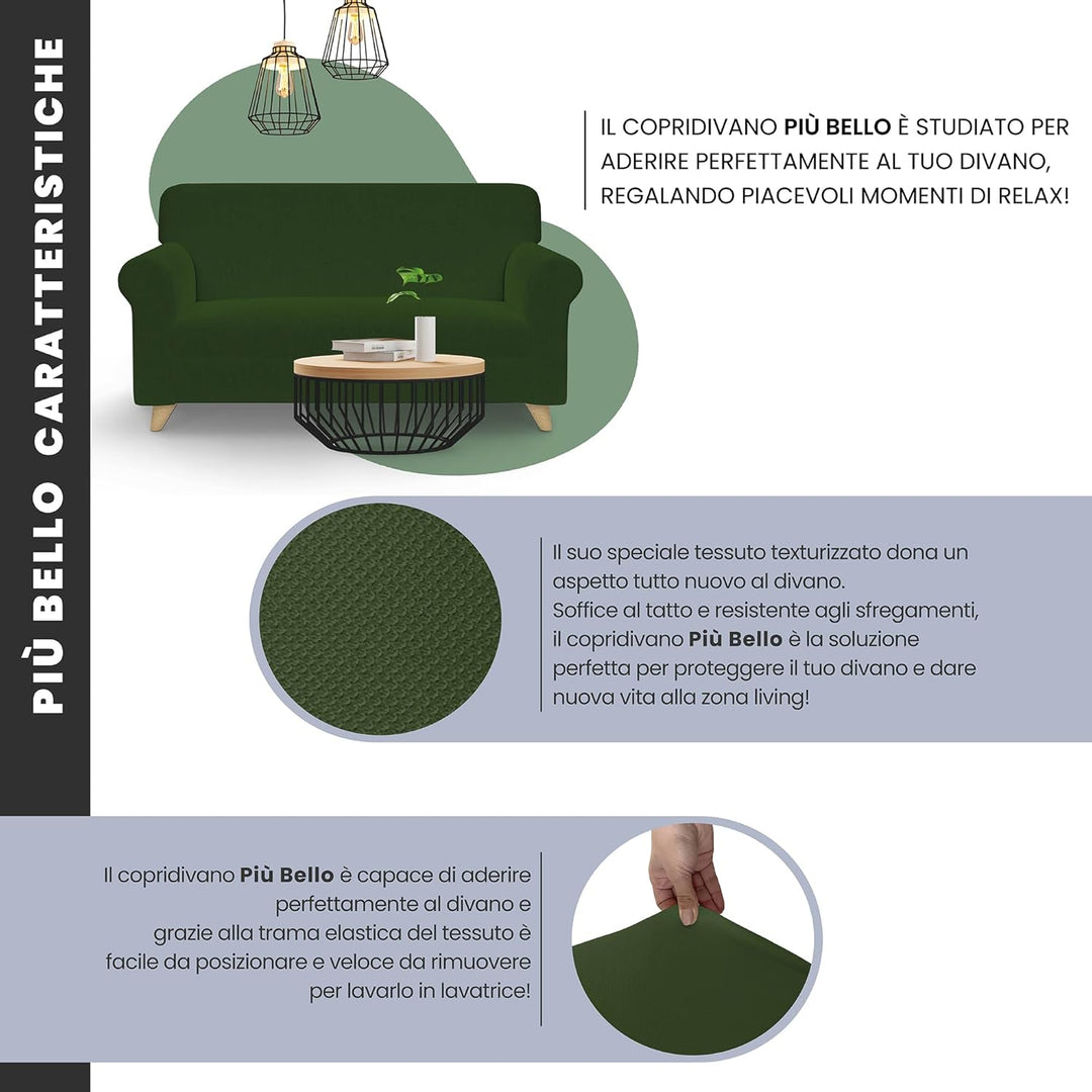 Italian Bed Linen Sofa-Schonbezug “Più Bello”, Dunkelgrün, 4 PLÄTZE 4 PLÄTZE Dunkelgrün, 4 PLÄTZE Du