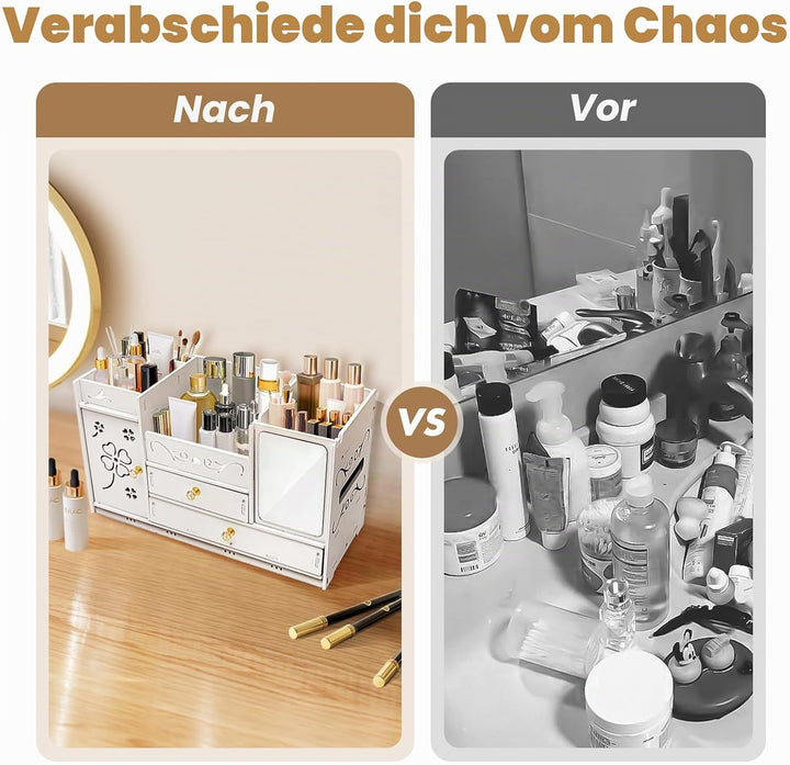 CHERIPOLI Make-up Storage Organiser Box Vanity Organizer mit 2 Schubladen, Multifunktionaler Make-up