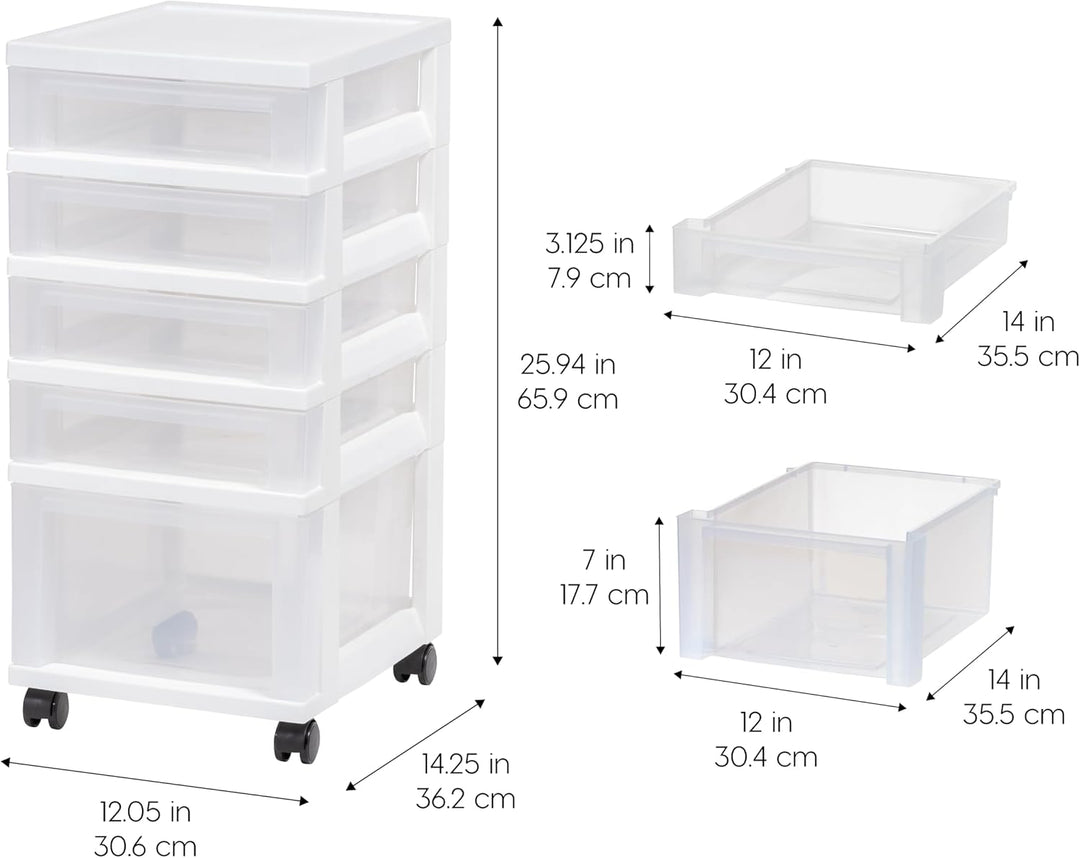 IRIS USA, Inc. MC-341 Kunststoff-Aufbewahrungsschublade, Rollwagen mit Organizer-Deckel, Plastik, We