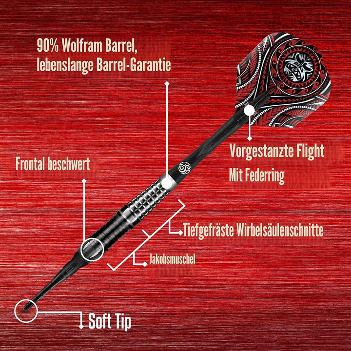 Shot Soft Darts Tribal Weapon Savage 90% Tungsten Softtip Darts Softdart Dartpfeile Set 18 Gramm, 18