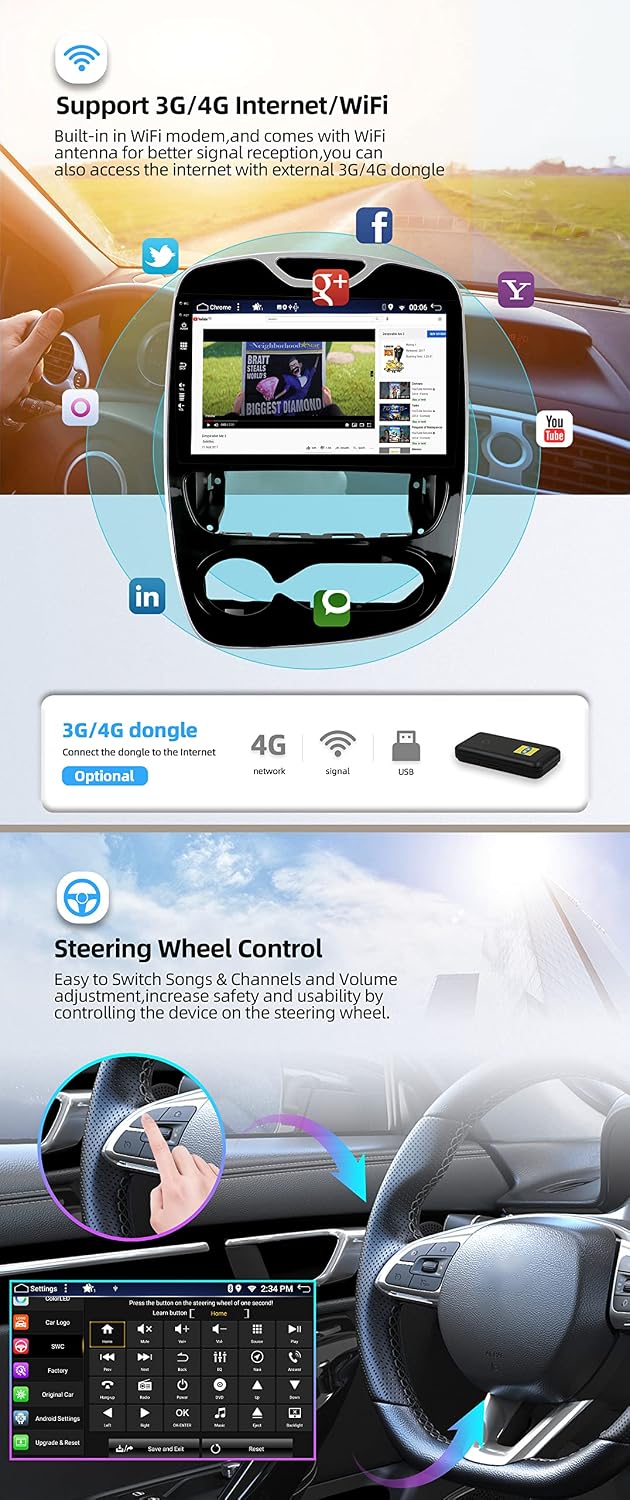 JOYX Android 12 Autoradio Passt für Renault CLIO (2013-2016) - 4G+64G - Eingebaut DSP/Carplay/Androi