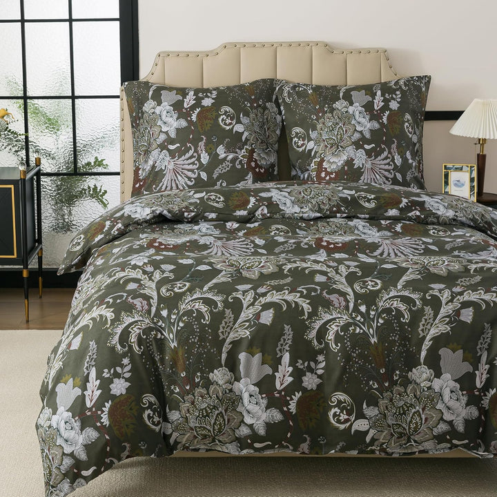 WUMIUER Geblümt Bettwäsche 135x200 2teilig Bettbezug - Barock Stil Blumen Bettwäsche-Set 135 x 200 c