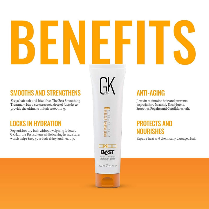 GK HAIR Global Keratin The Best (3.4 Fl Oz/100ml) Glättende Keratin-Haarbehandlung - Professionelle