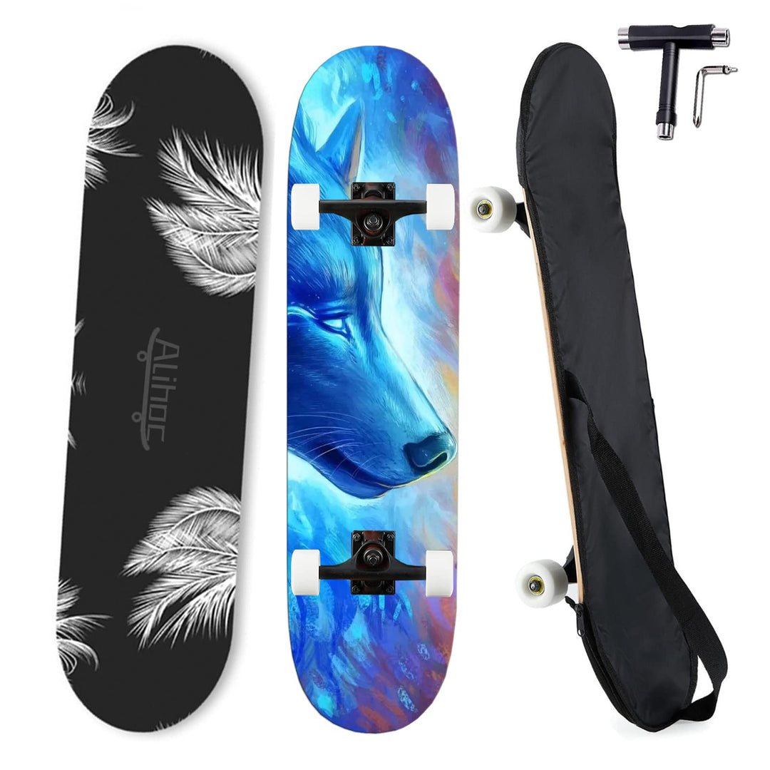 31-Zoll-Standard-Skateboard, 7 Lagen Ahorn-Board-Oberfläche, geeignet für Kinder, Jugendliche, Erwac