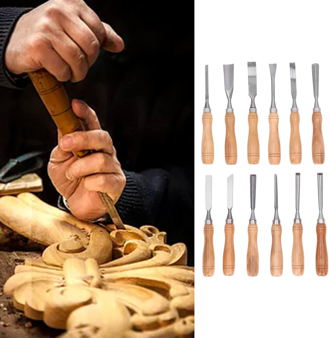 Holz Schnitzwerk Zeuge Set aus 12, CRV 60 Stahl Klingen Hochhärte Holz Bearbeitungs-Meissel-Set mit