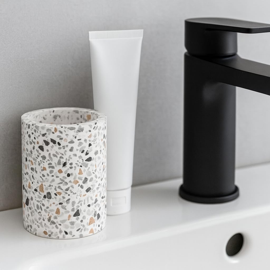 Badezimmer-Bürstenhalter weiss Granit-Effekt elegant 10 cm Modell 38, Modell 38