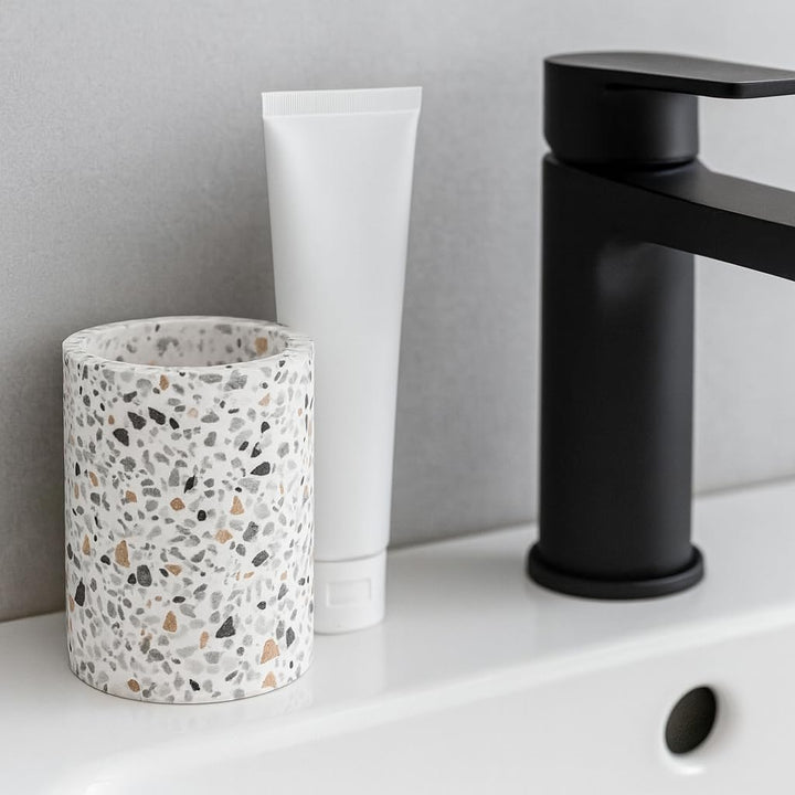 Badezimmer-Bürstenhalter weiss Granit-Effekt elegant 10 cm Modell 38, Modell 38