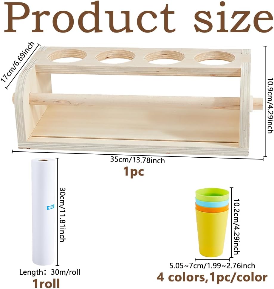 DICOSMETIC Holzpapierrollenhalter Inklusive 4 Stück 4 Farben Kunststoff Stifthalter Und 1 Rollen 11.