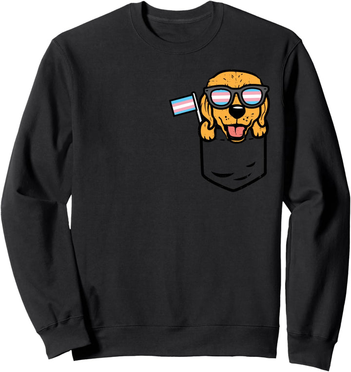 Pocket Golden Retriever Transgender Flag Trans Pride Dog Sweatshirt