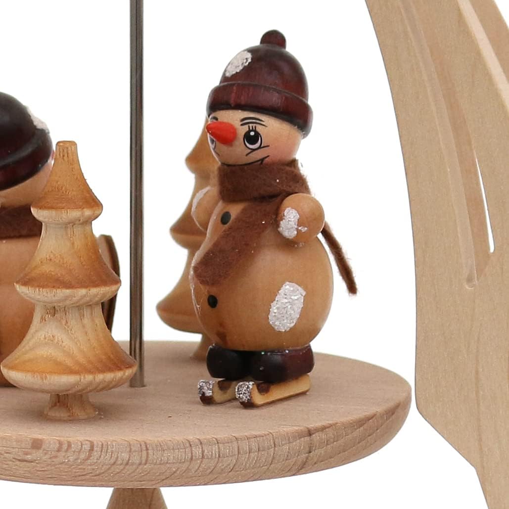Dekohelden24 Hochwertige Tischpyramide mit Schneemannfiguren, ca. 35 cm, Holz, Schneemänner, Schneem