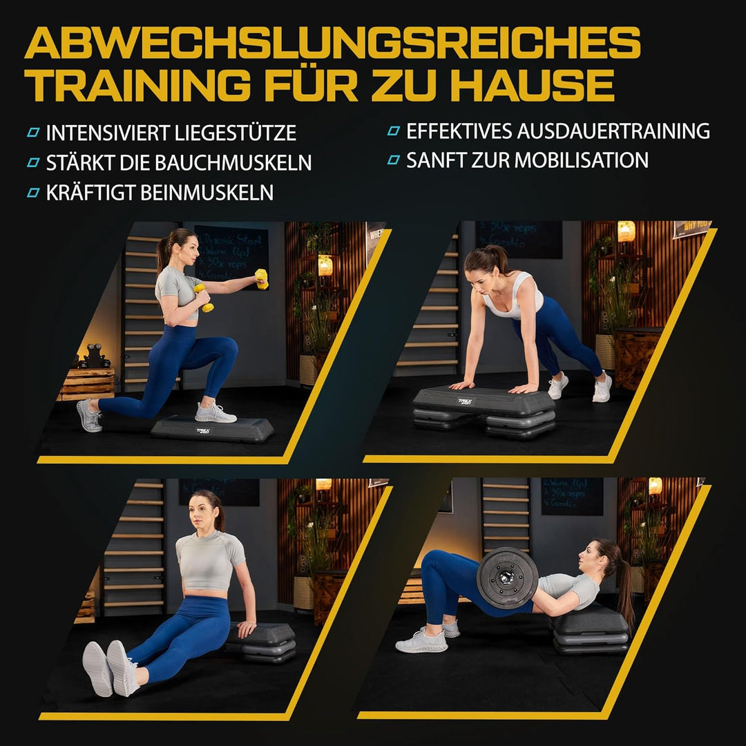 Steppbrett höhenverstellbar TX-038PAS | Fitenss Stepper 3 Stufen, rutschfest, Steppboard für zuhause