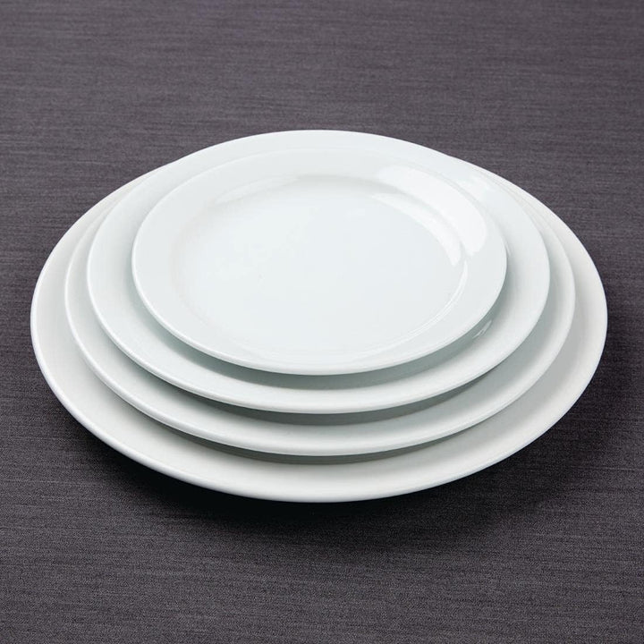 Olympia Athena Hotelware Teller mit schmalem Rand - 226 mm 9" (Box 12), Weiss 226(Ø)mm/ 9", 226(Ø)mm
