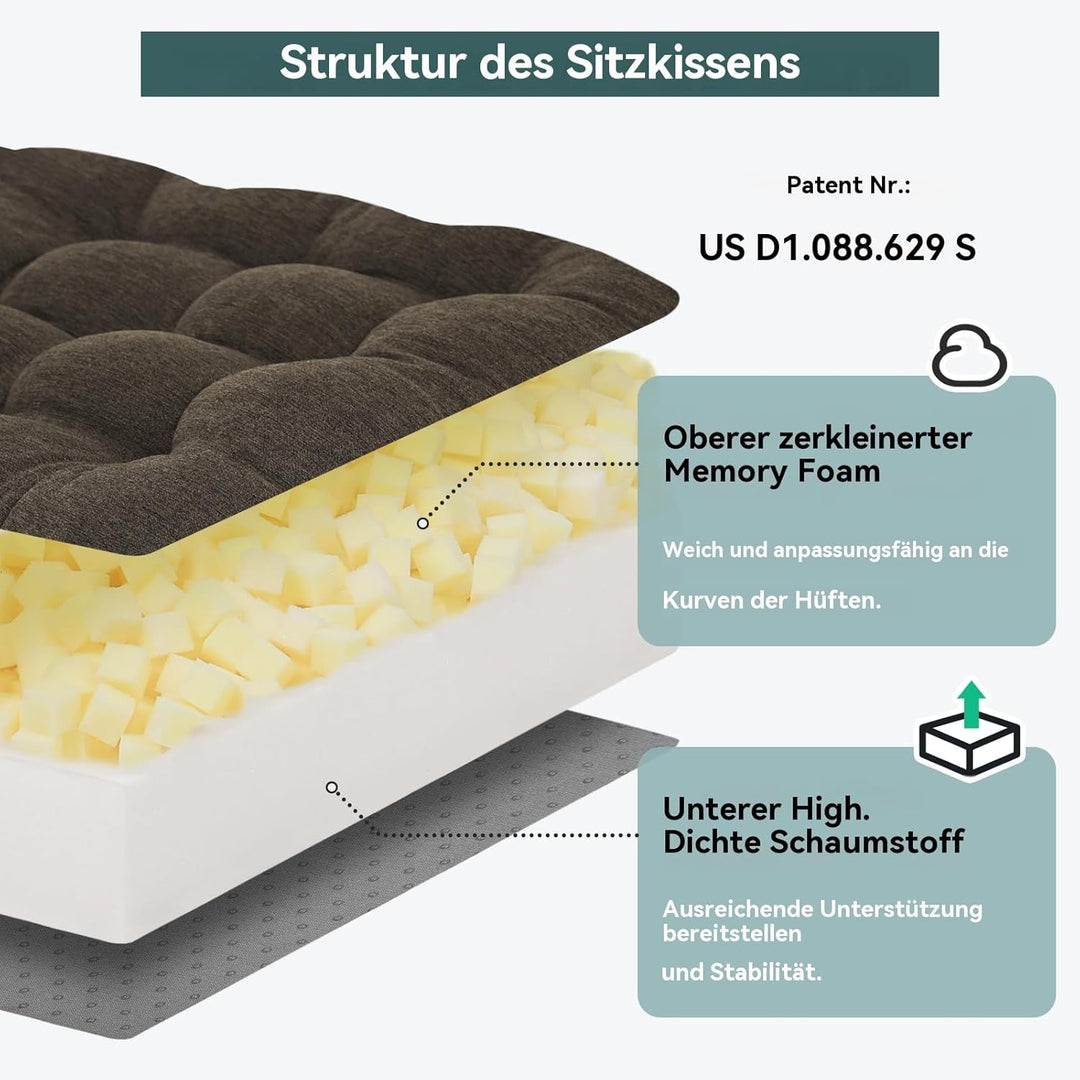 Shinnwa Memory Foam Fernsehsessel Sitzkissen mit Rückenkissen für ältere Menschen, 50x50x12.7CM Dual