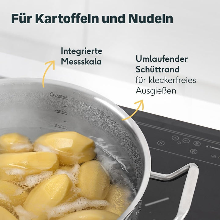 SILBERTHAL Edelstahl Topfset 2-teilig - Kochtopf 3,5l & 5L im Set für alle Herdarten inkl. Induktion