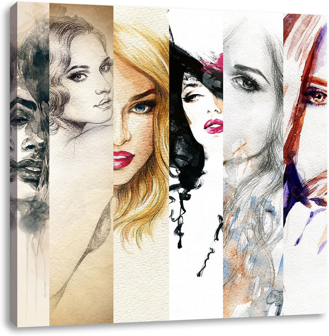 Pixxprint Haar Frisuren, Format: 70x70 auf Leinwand, XXL riesige Bilder fertig gerahmt mit Keilrahme