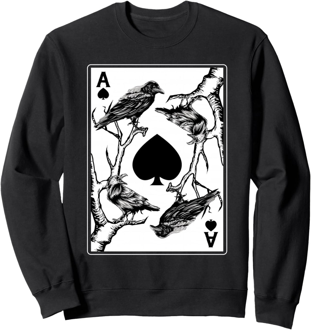 Krähe Rabe Ass Karte Okkultes Death Aesthetic Tarot Sweatshirt