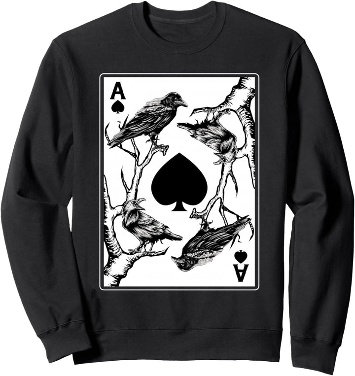 Krähe Rabe Ass Karte Okkultes Death Aesthetic Tarot Sweatshirt