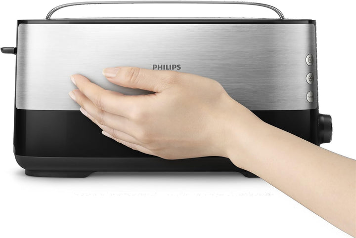 Philips Langschlitztoaster, Edelstahl, Schwarz