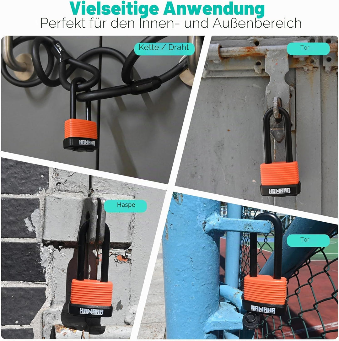 92/40L-2P Wasserdichte Aluminium-Vorhängeschlösser mit langem Bügel und Schlüssel (ultraleicht, glei