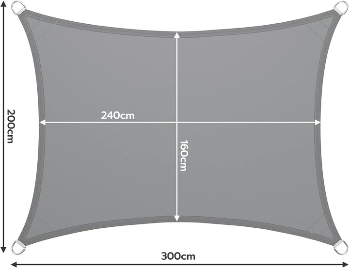 LARMNEE Sonnensegel 2 x 3 m, Wasserdicht, Sonnenschutz Ink Rechteckig, Befestigungsseilen, PES, für