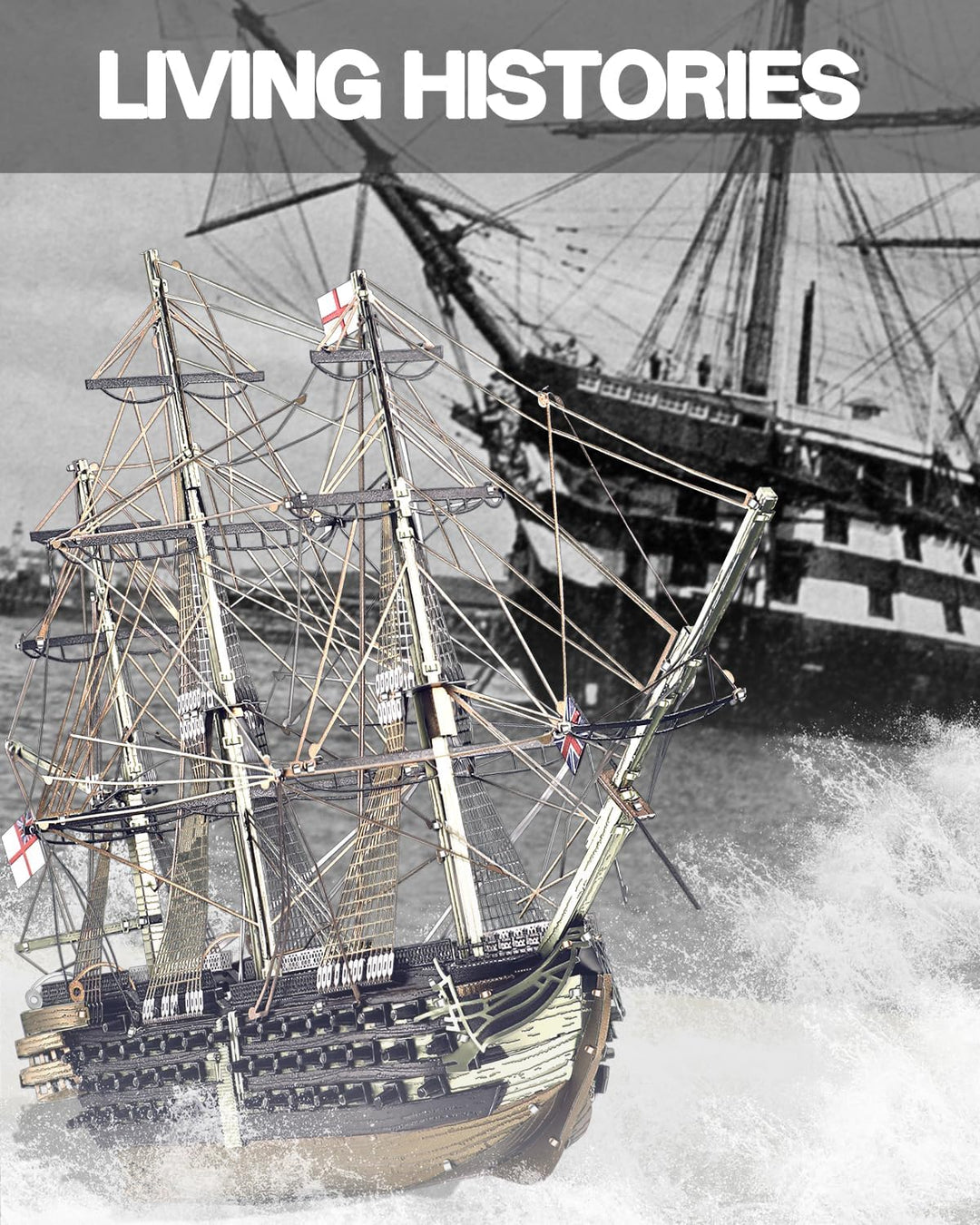 piececool 3D Puzzle Metall Kriegsschiff HMS GEWING, Segel-Schlachtschiff 3D Metall Puzzle für Edelst