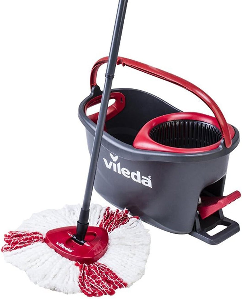 Vileda leicht Auswringen und Reinigen Turbo Microfaser Mop- und Eimer-Set., Microfaser, rot, 29.6 x