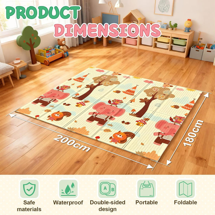 Soontrans Krabbelmatte Baby, Spielmatte Baby Faltbar, 200x180x1cm, Play Mat for Babies Doppelseitige
