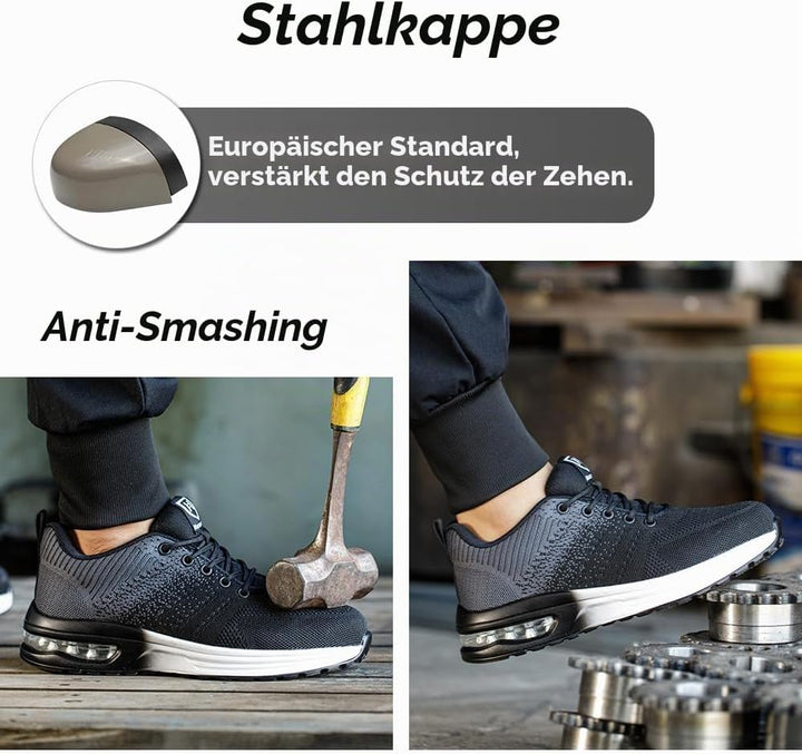 Bawalon Arbeitsschuhe Leicht Herren Sicherheitsschuhe Damen rutschfest Sportlich Stahlkappenschuhe A