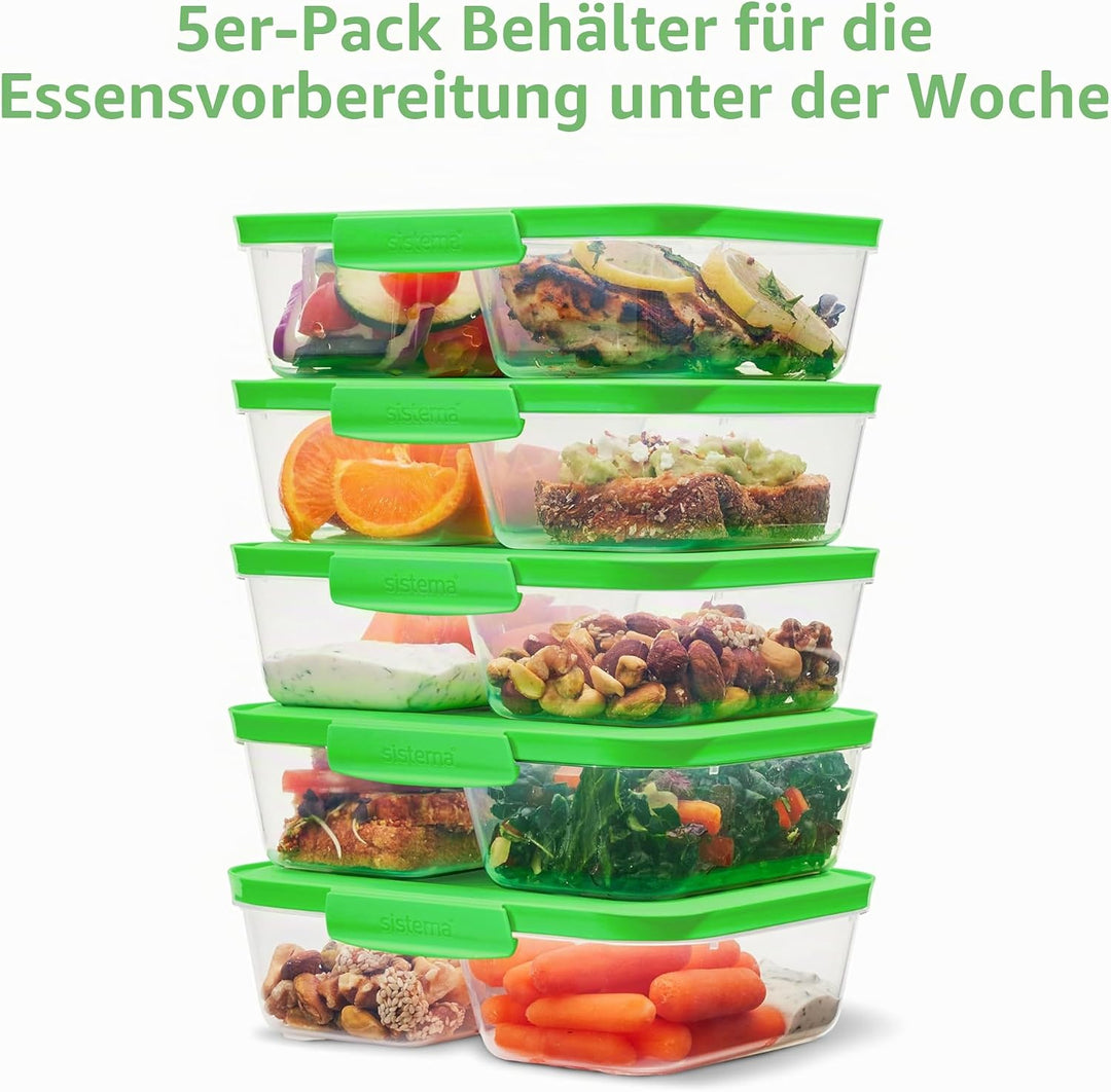 Sistema Nest IT Frischhaltedosen Meal Prep Boxen | 870 ml luftdichte Vorratsdosen mit Zwei Fächern u