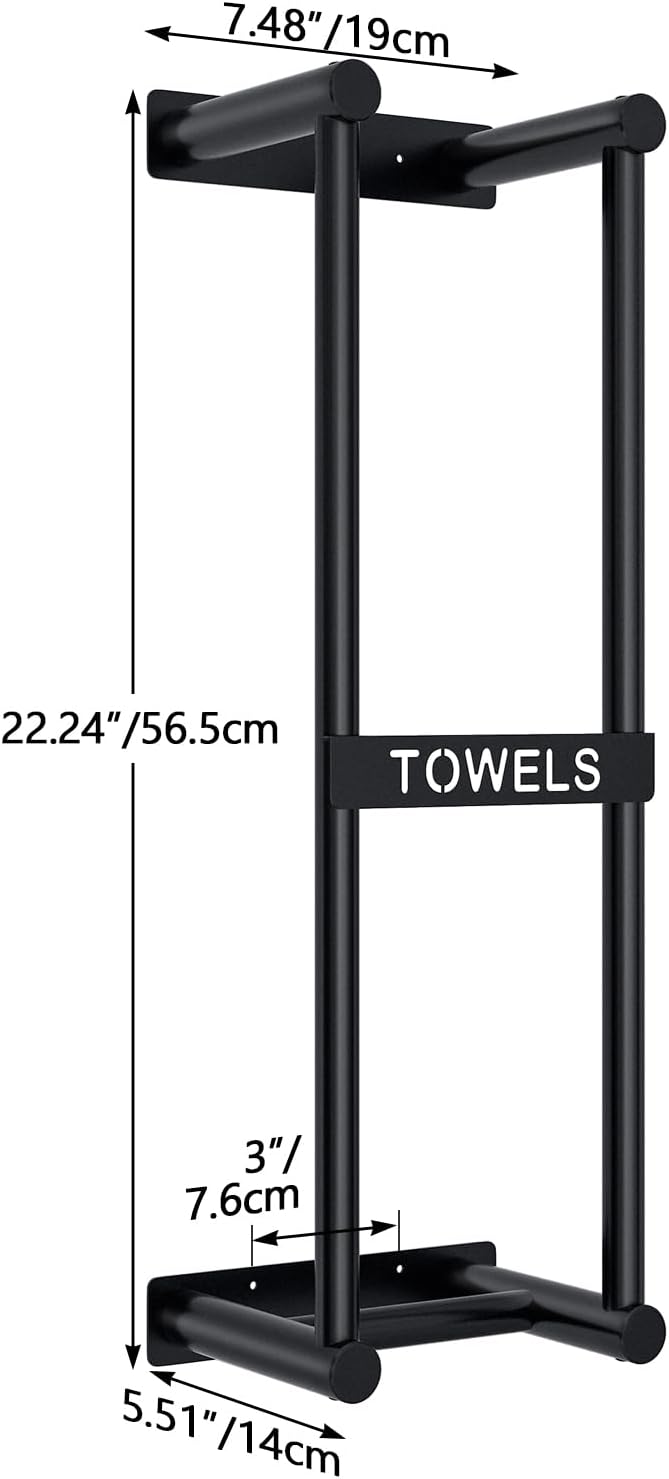 STWWO Handtuchregal Badezimmer Wand Handtuchhalter Schwarz 56cm Gästehandtuchhalter Wandmontage 3X G