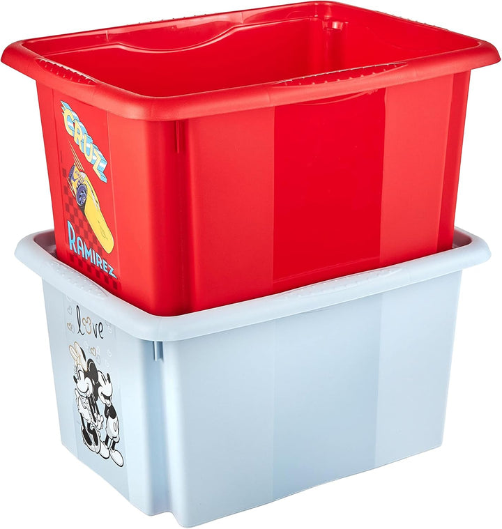 keeeper Micky Maus Aufbewahrungsbox mit Deckel, Dreh- und stapelbar, Für Kinder, 15 l, Karolina, Clo