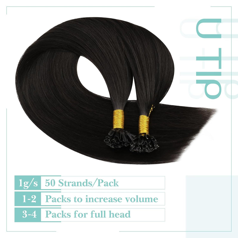 YoungSee Echthaar Extensions Bondings Braun 35cm Bonding Extensions Echthaar 1g Braun Remy Hair Exte