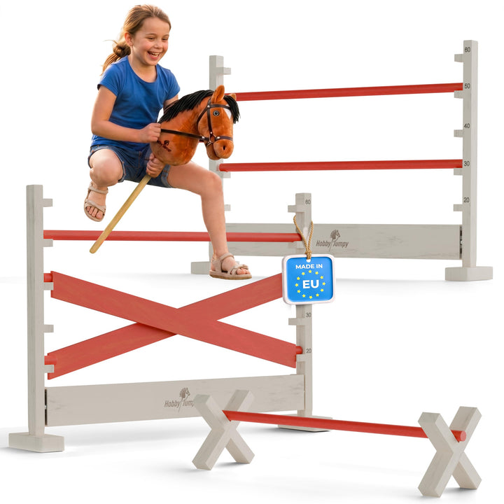 Hobby Horse Hindernisse Set höhenverstellbar – Magnet-Stecksystem massives Holz/Hobby Horsing/Hürden