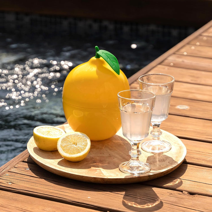 CÉCOA • Eiswürfeleimer Zitrone • 750 ml • doppelwandig luftdicht • mit Deckel + Zange • Eiskübel Des