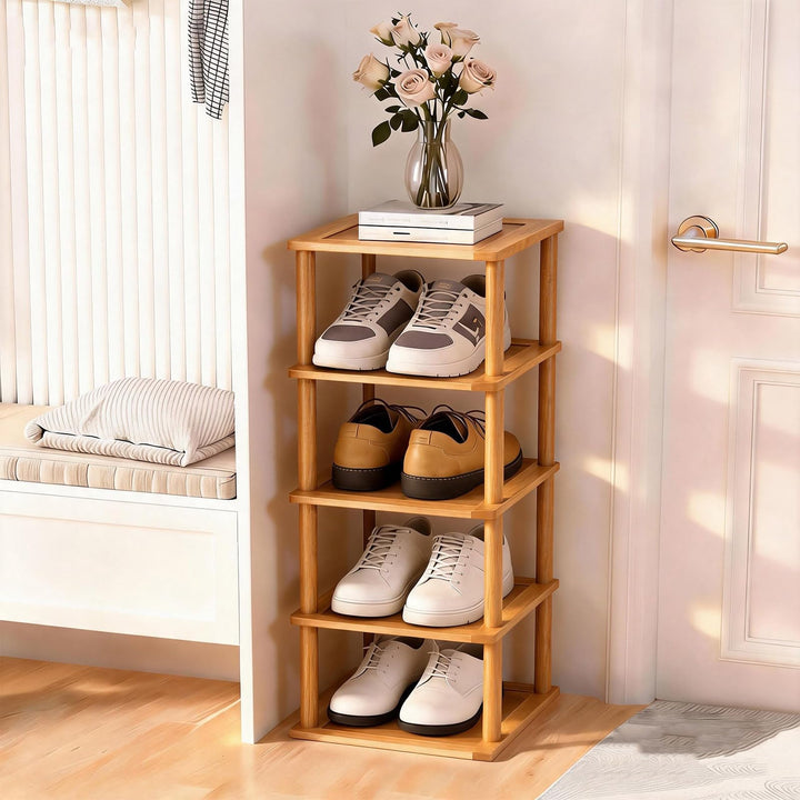 Aniston Bambus-Schuhregal, 5 Etagen, vertikales Schuhregal für kleine Räume, freistehend, hoch, schm