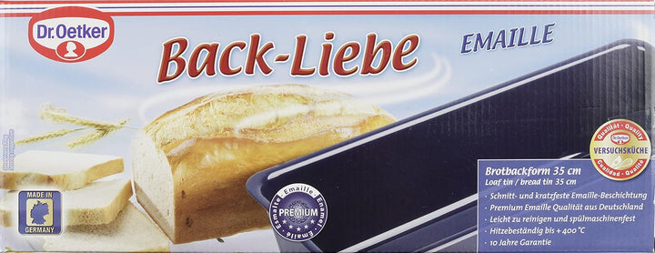 Dr. Oetker Brotbackform 35 cm Back-Liebe Emaille – 35er Kasten Kastenform in Dunkelblau & Obstkuchen