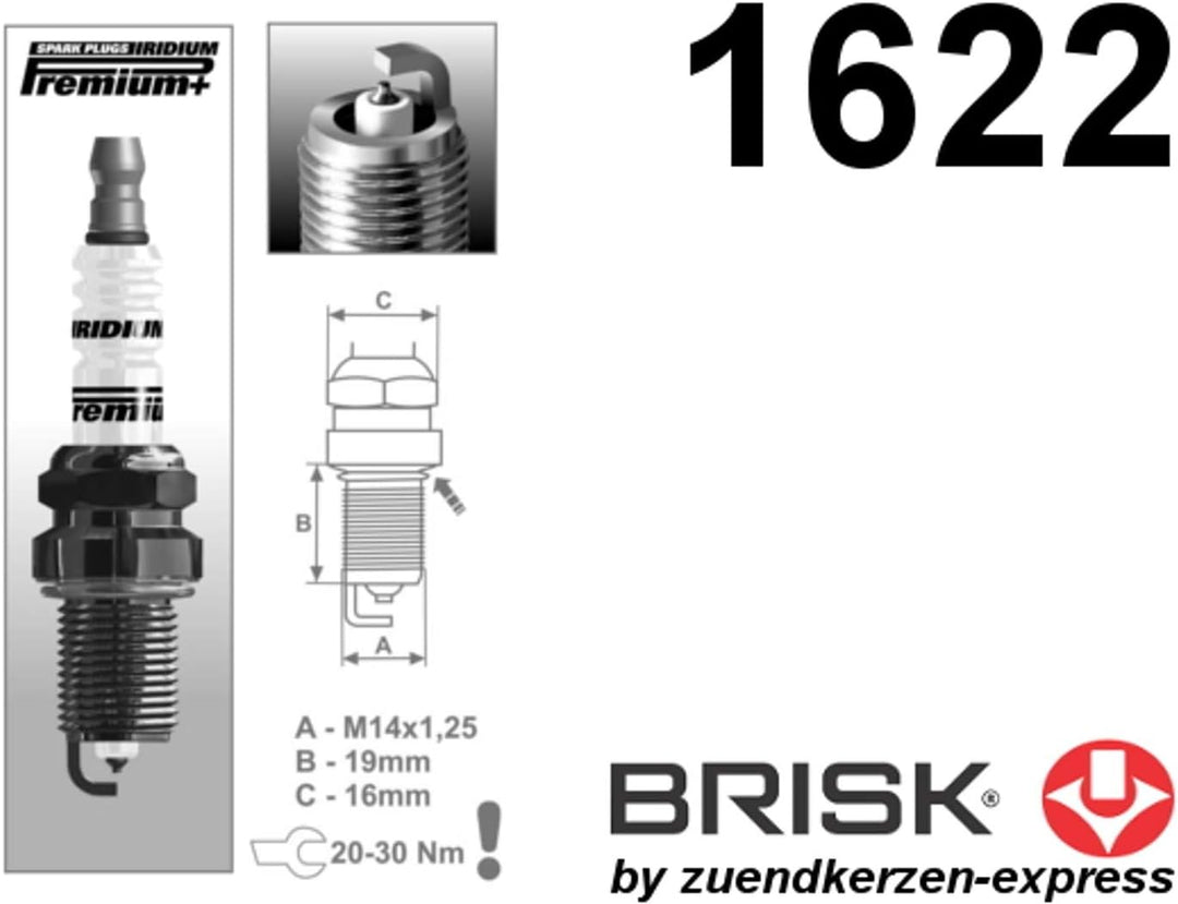 Brisk Iridium Premium+ Plus P4 1622 Zündkerzen, 4-teilig 4 Stück, 4 Stück