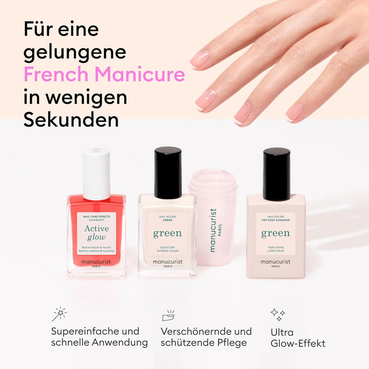French Maniküre Set von Manucurist - Active™ Glow Raspberry, Green™ Nagellack Crème, Mani Stamper, G