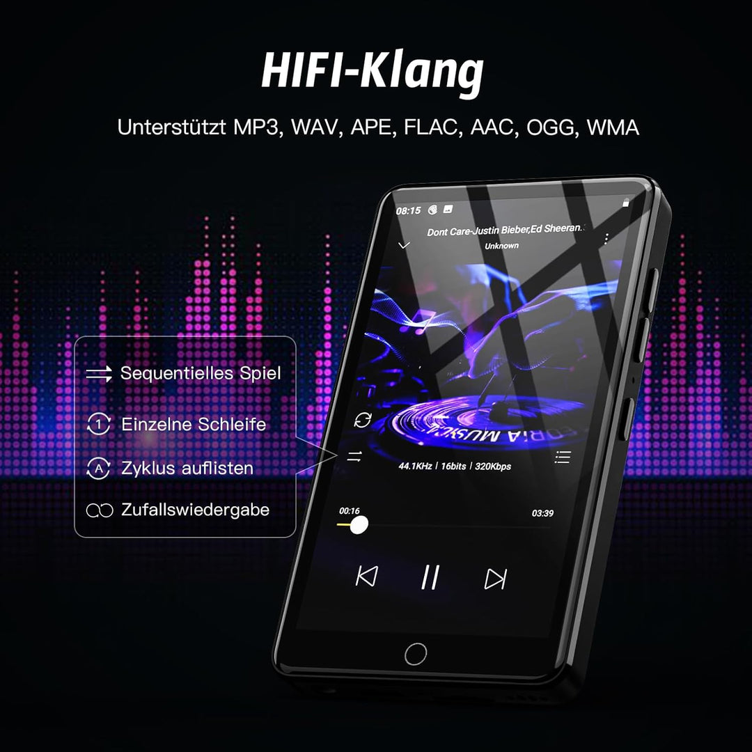 MP3 Player mit 13 MP Kamera, 4,02" MP4-Player mit Bluetooth und WiFi, Musik Player für Kinder mit La