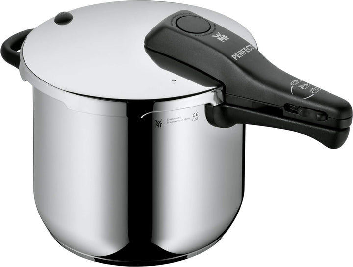 WMF Perfect Schnellkochtopf Induktion 6,5l, Dampfkochtopf, Cromargan Edelstahl poliert, 2 Kochstufen